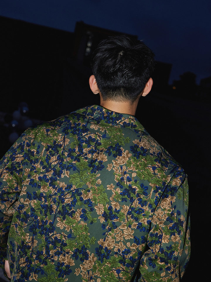 Retro Camellia Print Relaxed Fit Shirt