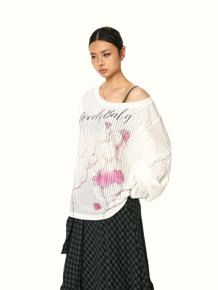 Off-Shoulder Casual Long-Sleeve Top