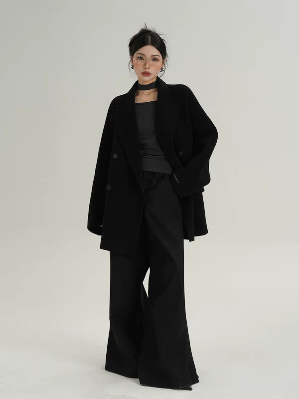 Оверсайз пальто из шерсти средней длины 