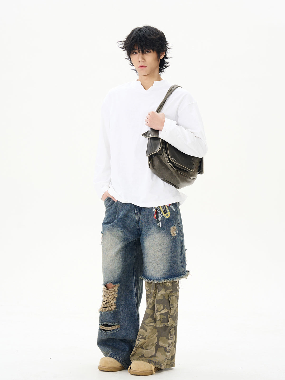 Patchwork Camouflage Wide Leg Pants
