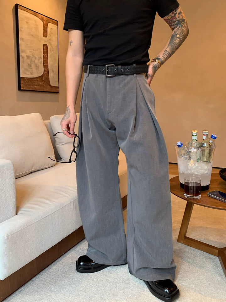 Wide-Leg Pleated A-Line Pants