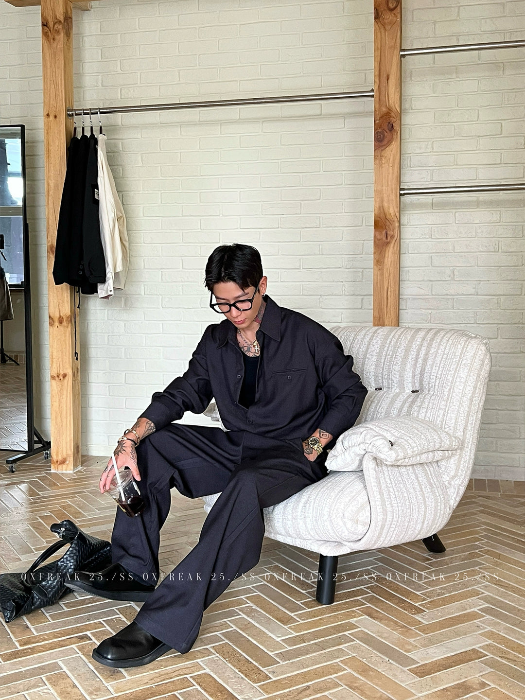 Wool Blend Loose Lapel Shirt