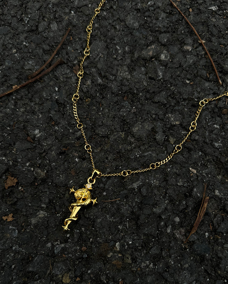 Snake Cross Pendant Necklace Zodiac Chain
