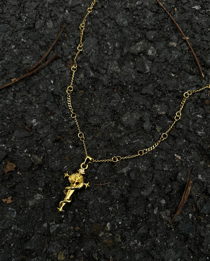 Snake Cross Pendant Necklace Zodiac Chain