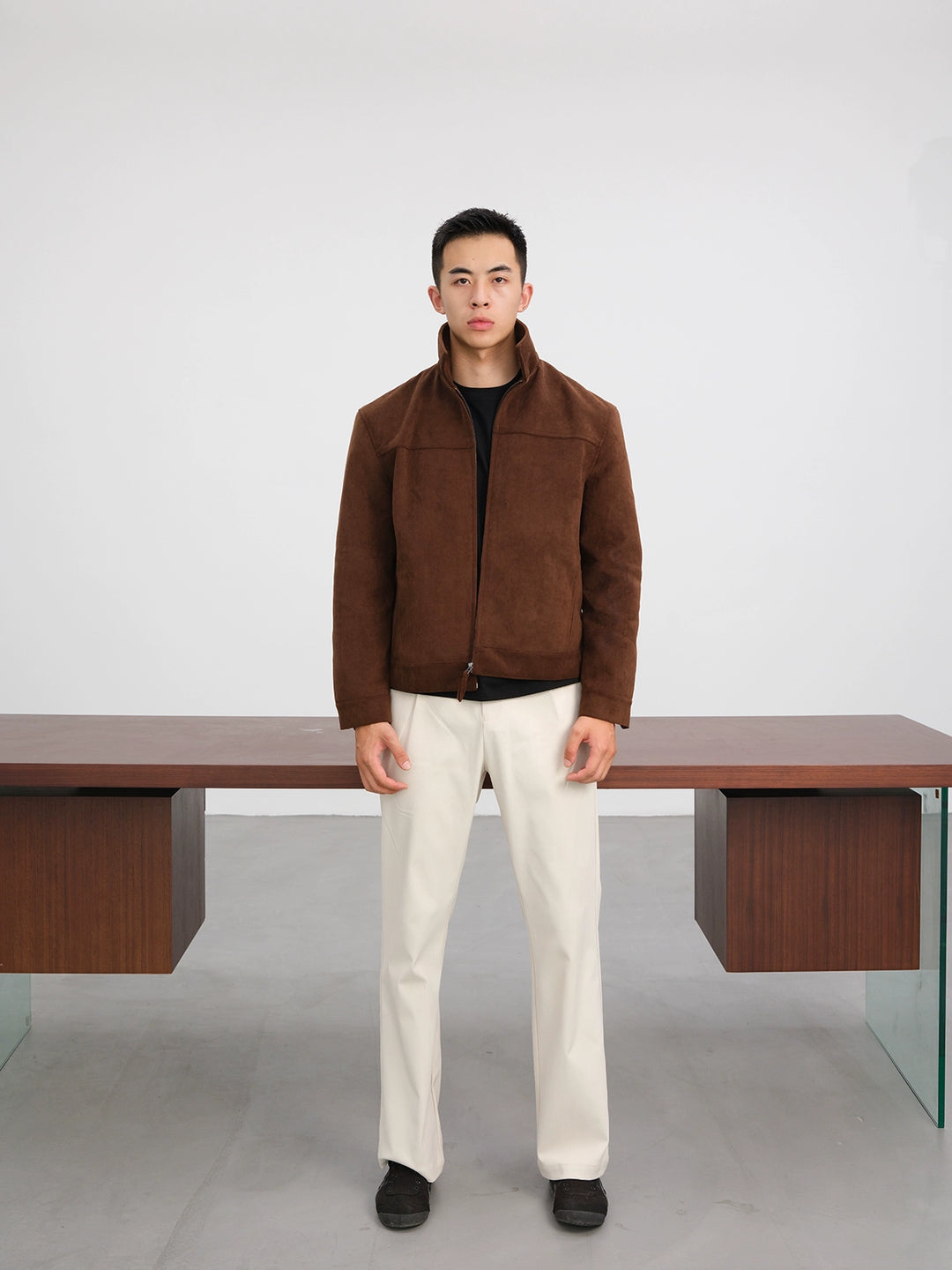 Frosted Suede Lapel Jacket