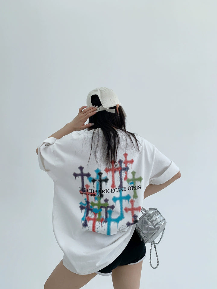T-shirt ample en coton avec impression graffiti 