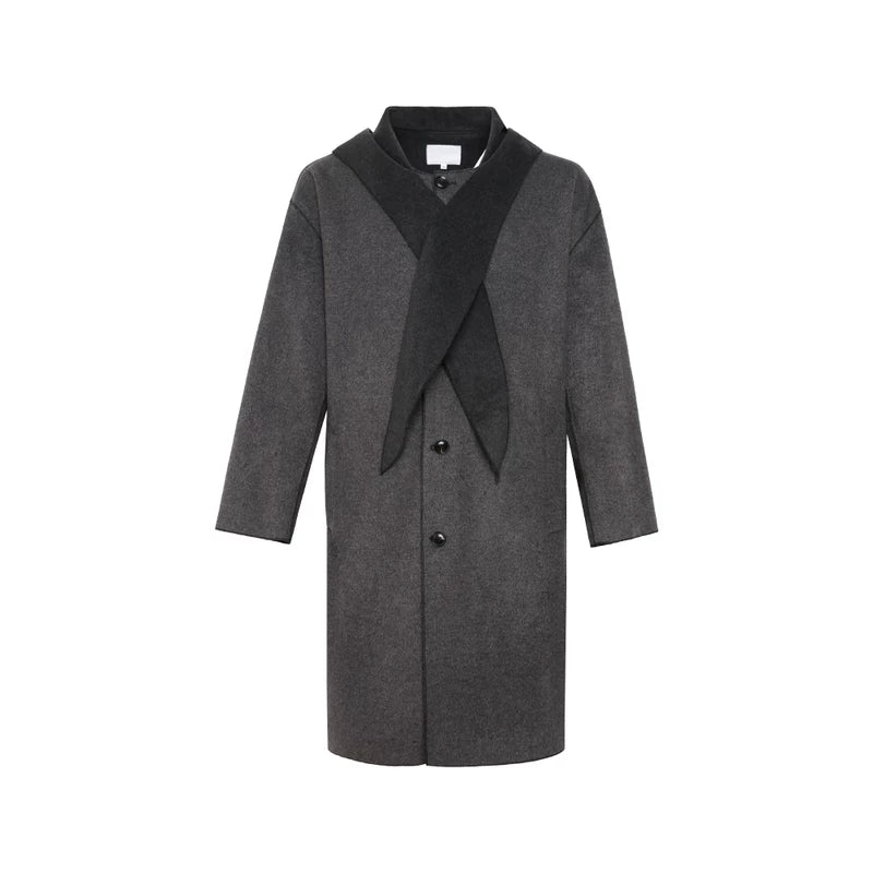 Hooded Wool Long Trench Coat