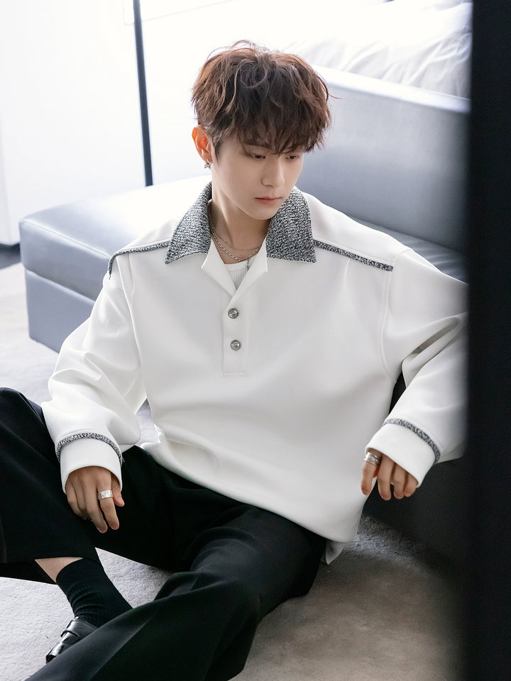 Lapel Polo Collar Sweatshirt