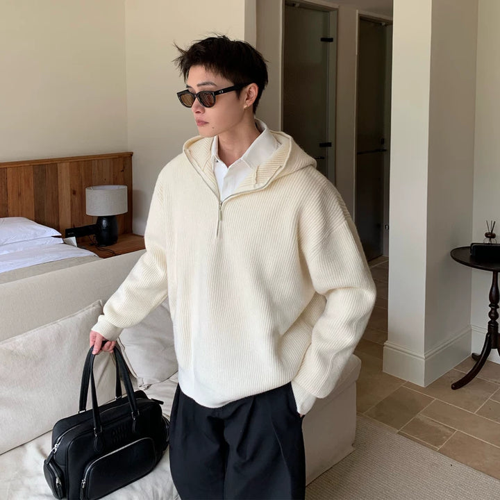 Half-Zip Hooded Gebreide Trui 