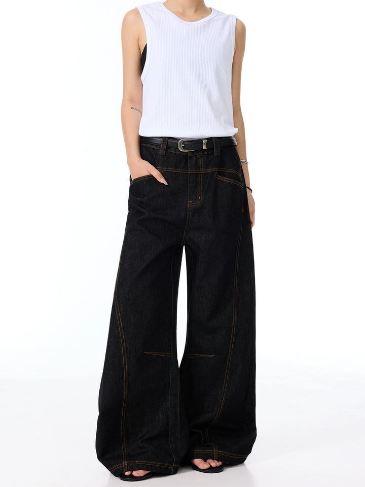 Denim Loose Wide-Leg Pants