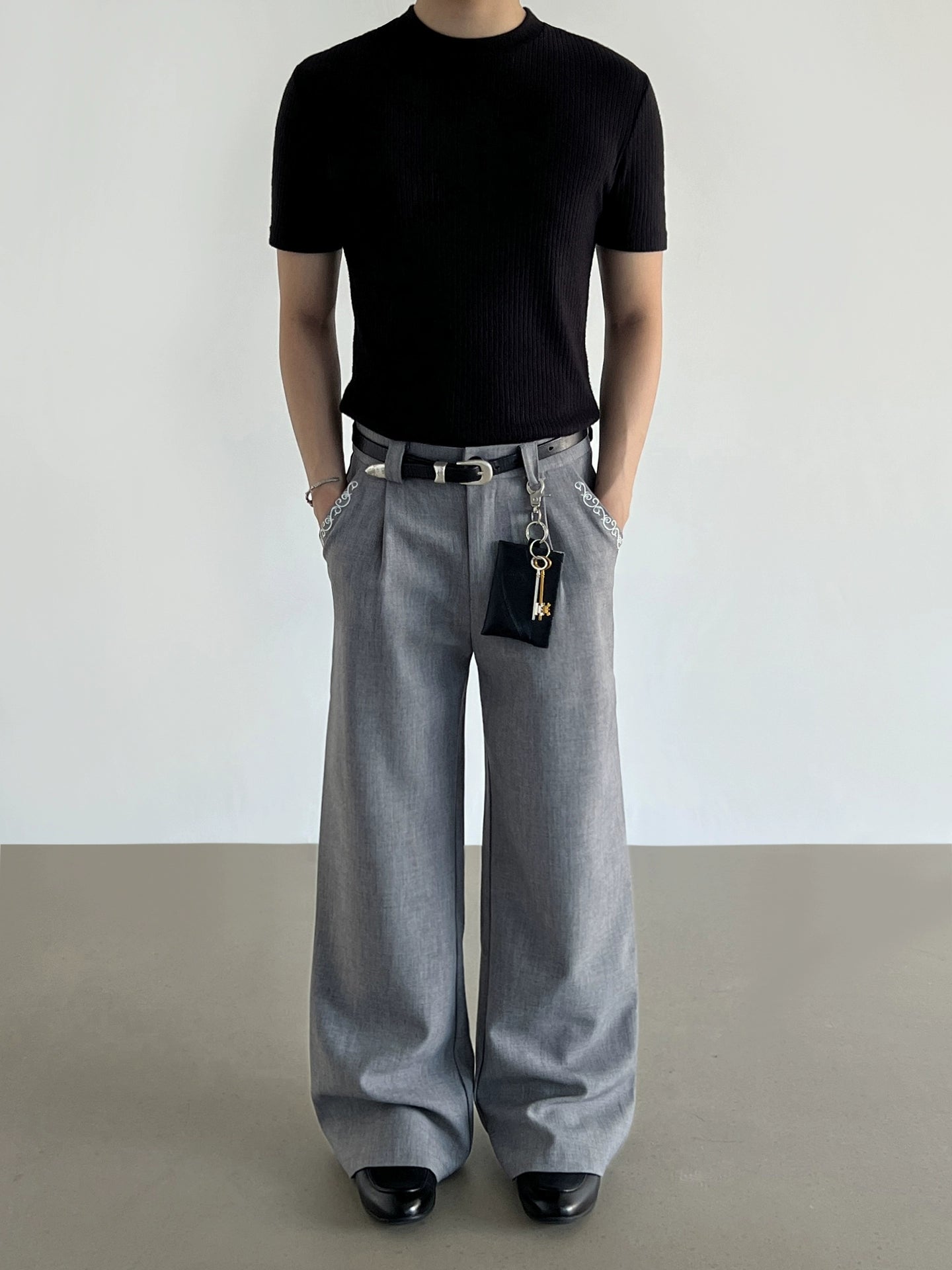 Retro Geniş Paça Düz Rahat Takım Pantolon 