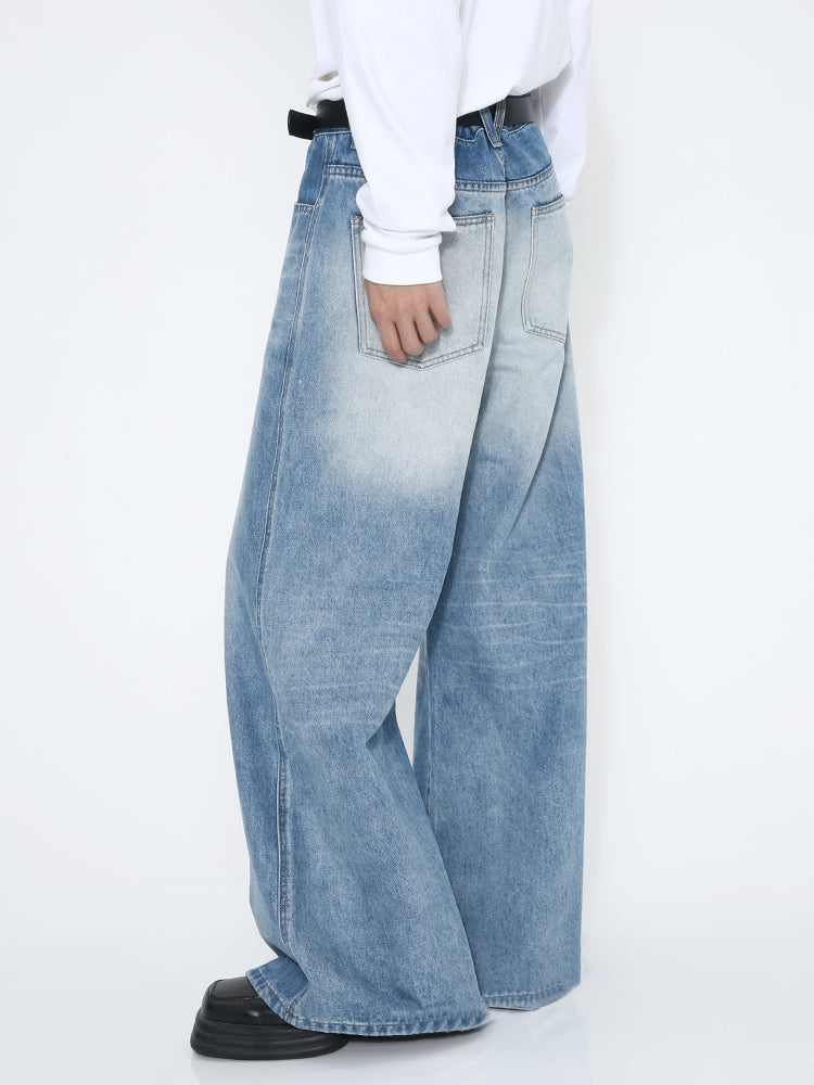 Lockere Passform Weite Beinform Gewaschene Jeans 