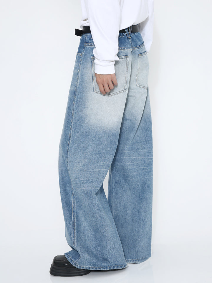 Lockere Passform Weite Beinform Gewaschene Jeans 