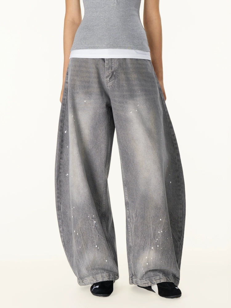 Wide-Leg Spray-Painted Scimitar Jeans