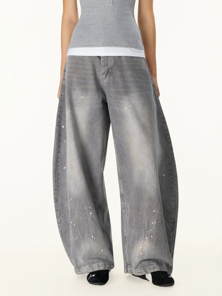 Wide-Leg Spray-Painted Scimitar Jeans