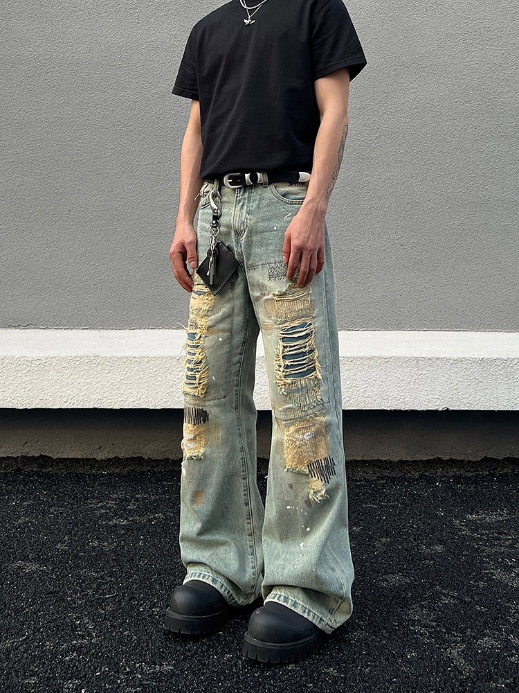 Ripped Straight-leg Jeans