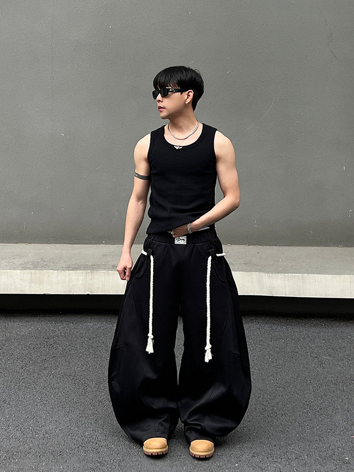 Wide-Leg Rope Sweatpants