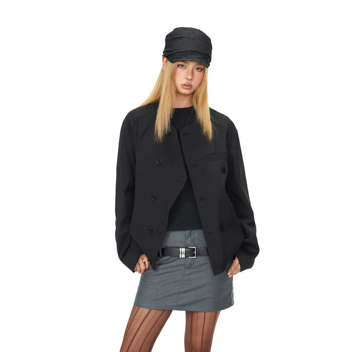 Double-Breasted Loose Mid-Collar Coat