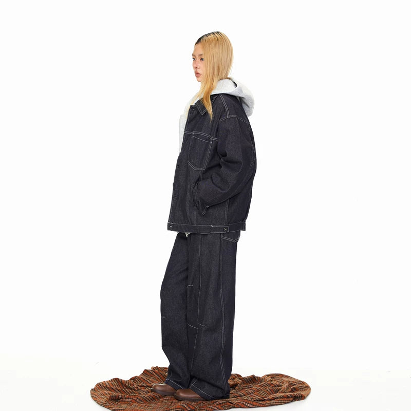 Raw Denim Jacket and Wide-Leg Pants (sold separately)