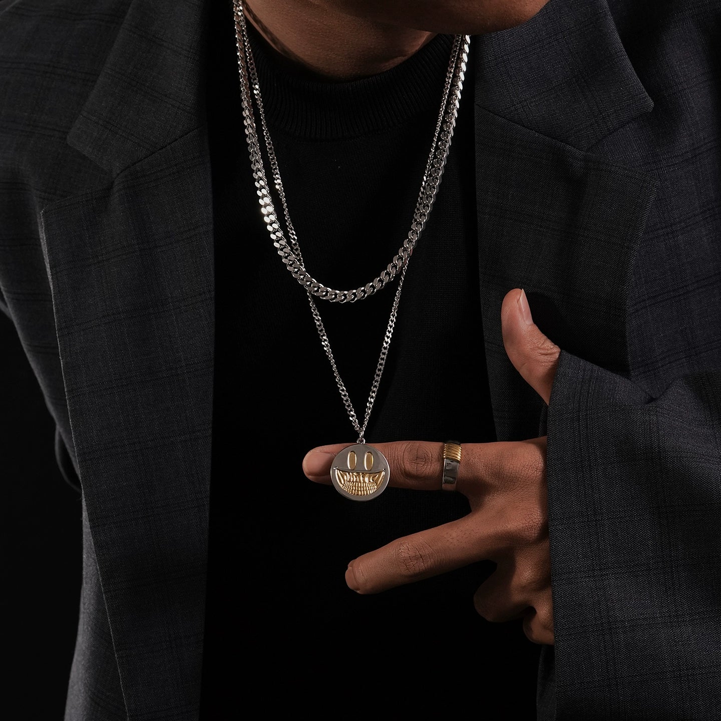 Demon Skull Smiley Face Pendant Necklace