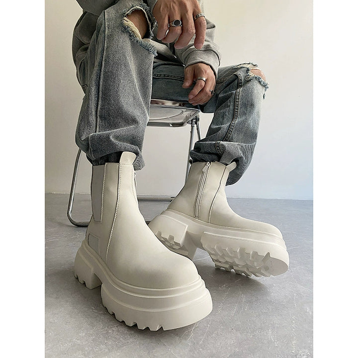 PU Leather Zipper Chelsea Boots