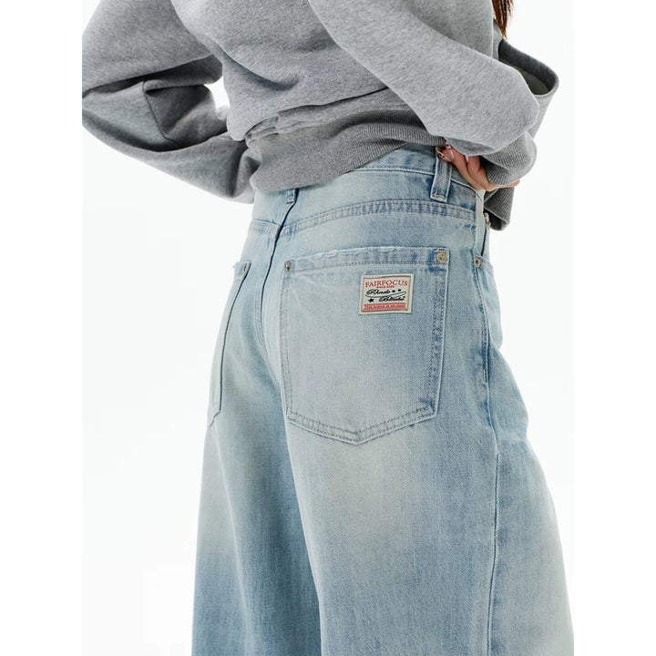 Retro Wijde Pijp Geweven Jeans Broek 