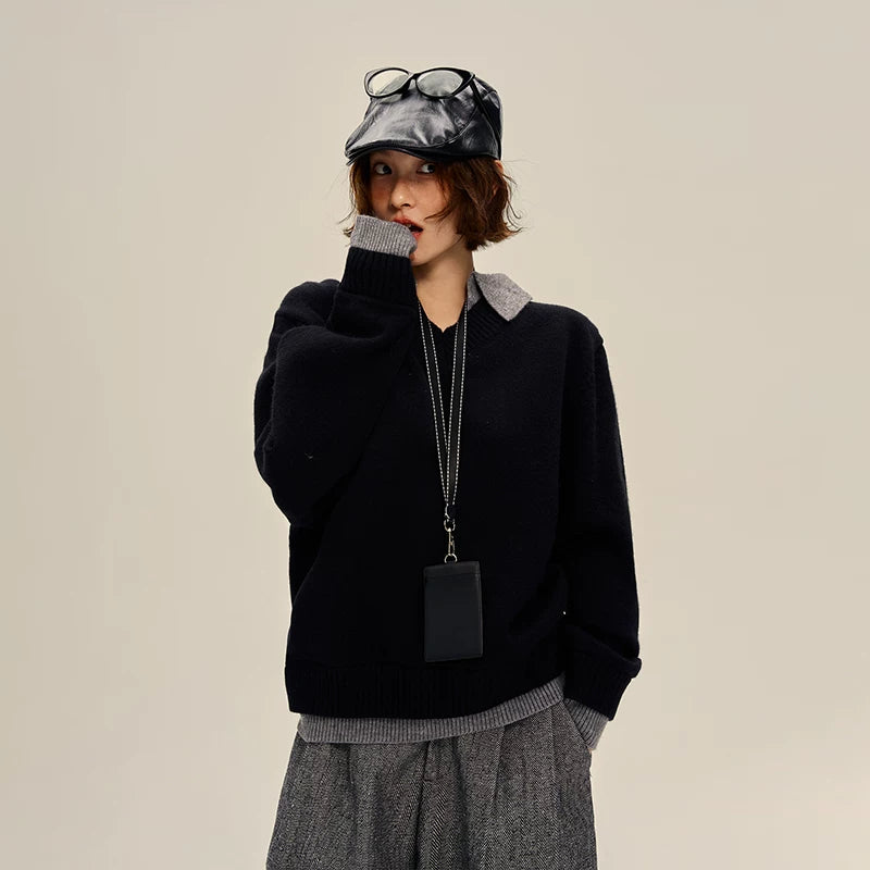 Retro krage falsk to-delt genser 