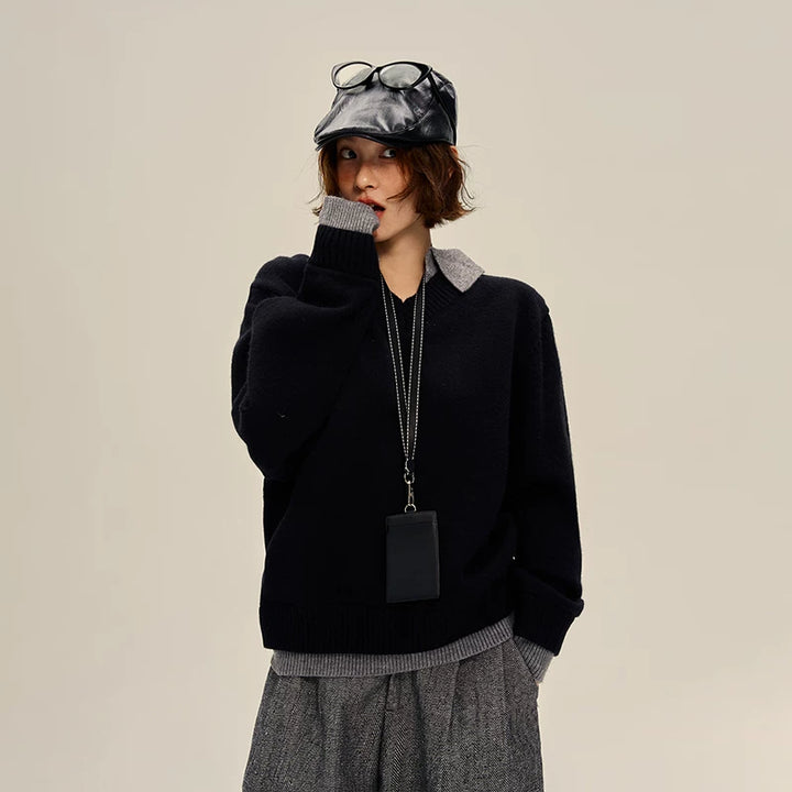 Retro krage falsk to-delt genser 