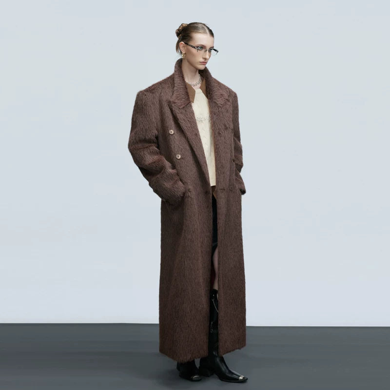 Double-Breasted Oversized Wool Trench Coat