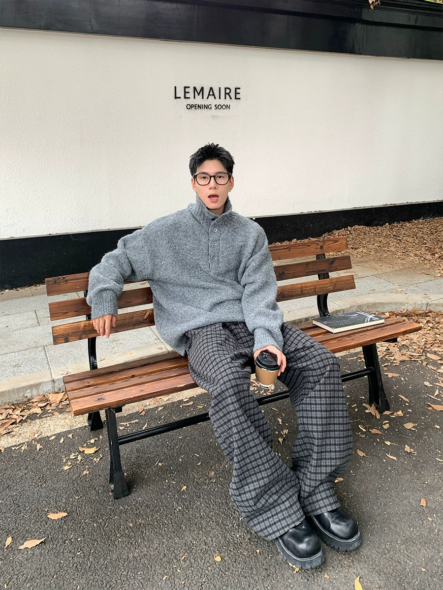 Suéter de Pulôver de Gola Alta de Tricô Grosso 