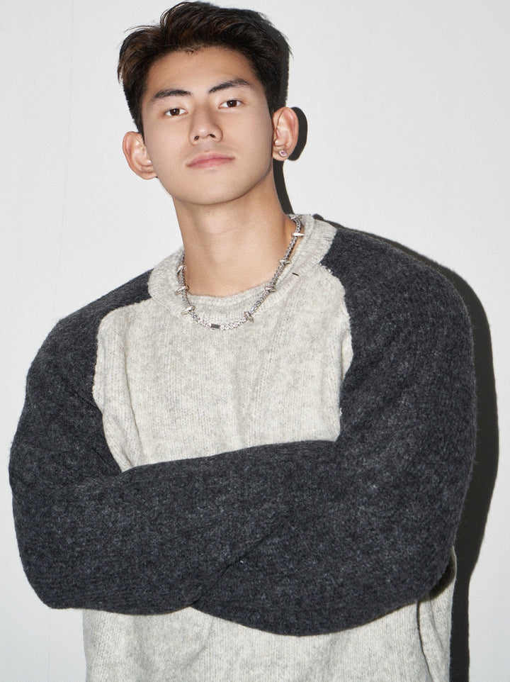 Raglan Oversized Strik Sweater Løs Pasform 