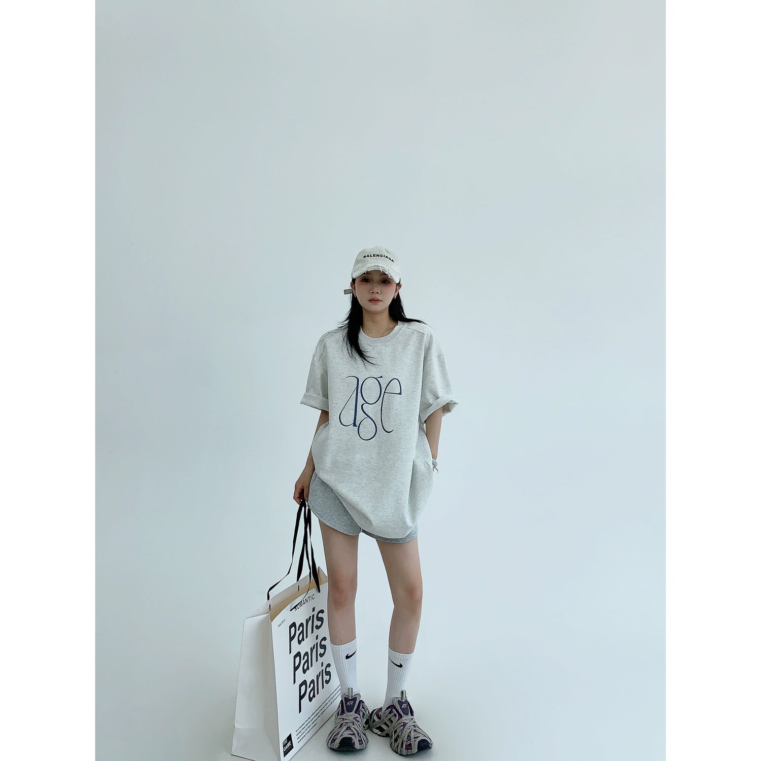 Lockere Buchstaben Druck Kurzarm Rollkragen 