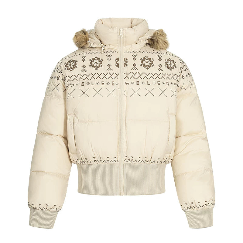 Casaco de algodão acolchoado com capuz e estampa Fair Isle 