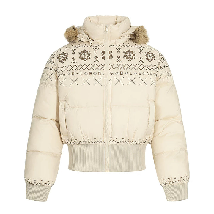 Casaco de algodão acolchoado com capuz e estampa Fair Isle 