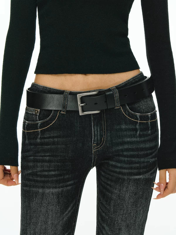 슬림 핏 미드 라이즈 데님 팬츠 