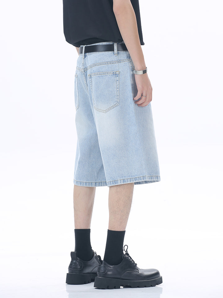 Loose Fit Mid-Waist Denim Shorts
