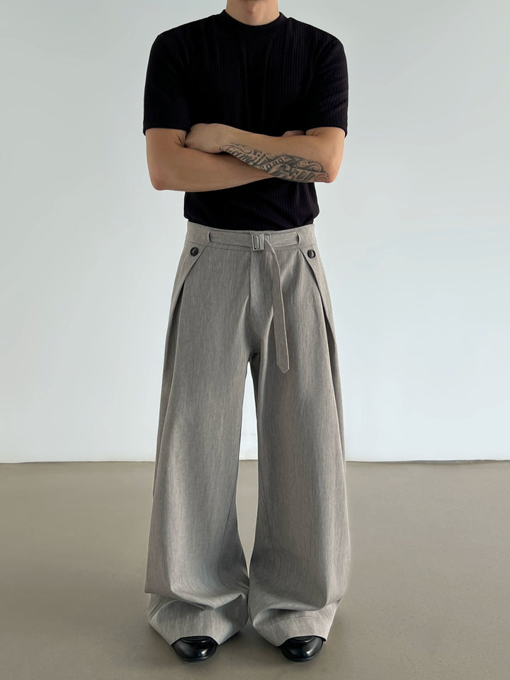 Pleated Linen Wide Leg Casual Pants