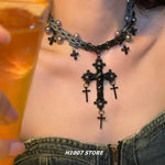 Gothic Cross Layered Chain Necklace
