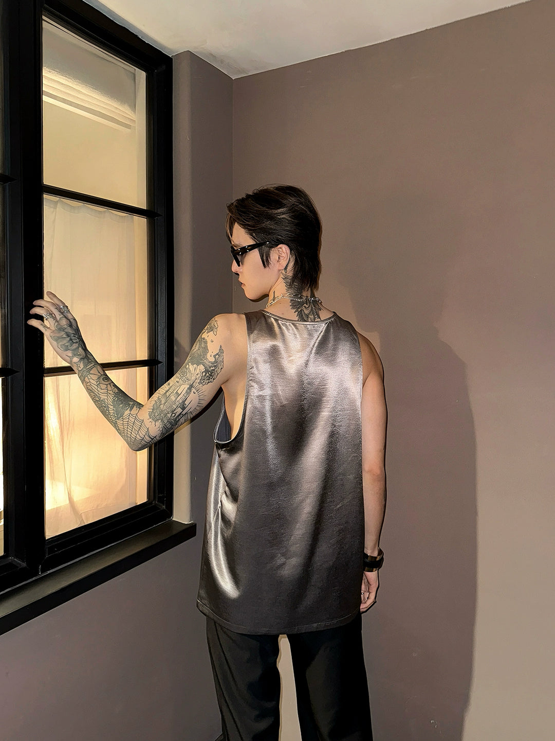 Silk Shiny Loose Casual Vest