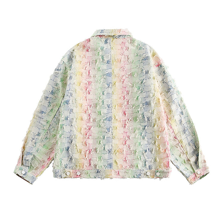 Plaid Raw Edge Lapel Jacket