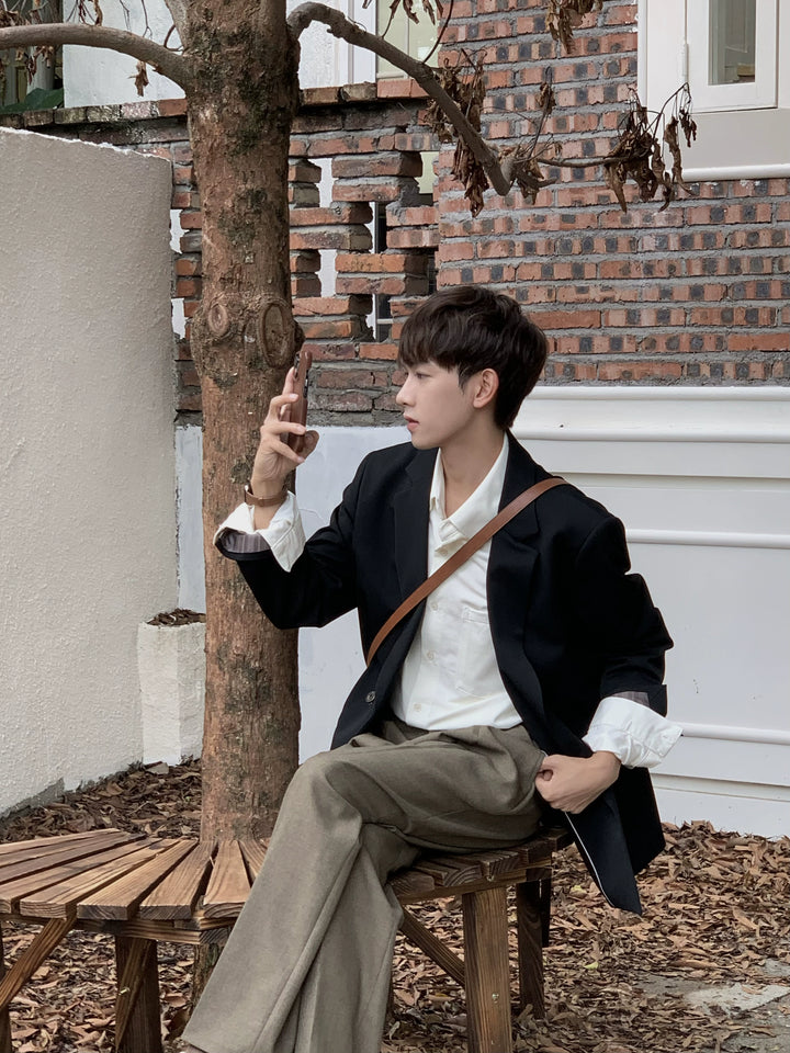 레트로 캐주얼 수트 재킷 루즈핏 
