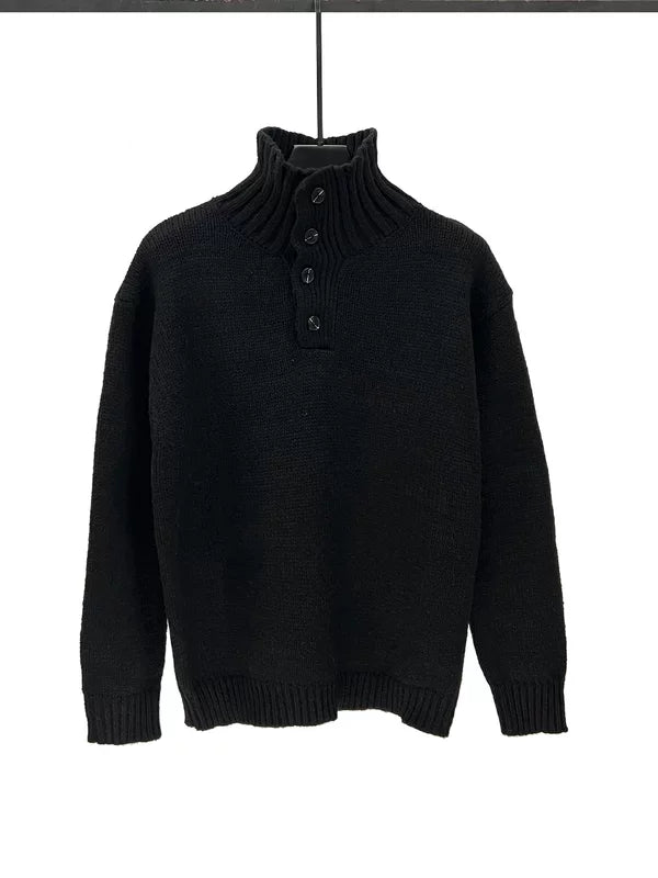 メンズs ボタン付きタートルネックニットセーター 