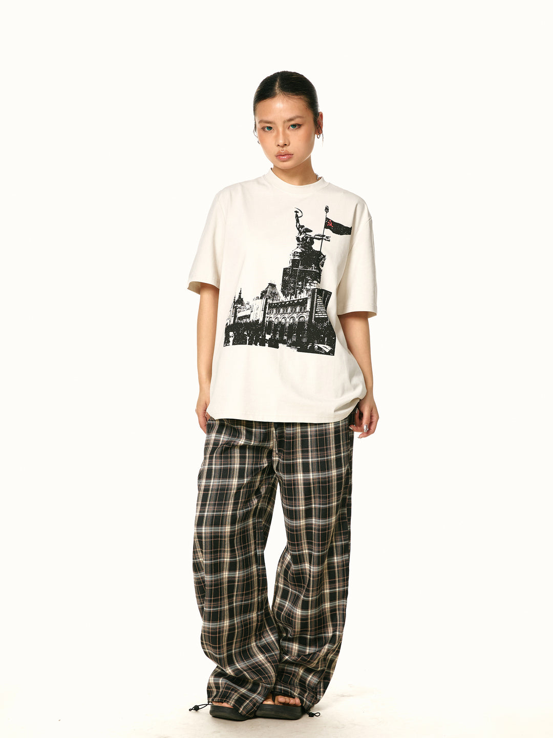 Retro Print Short-Sleeved Casual T-Shirt