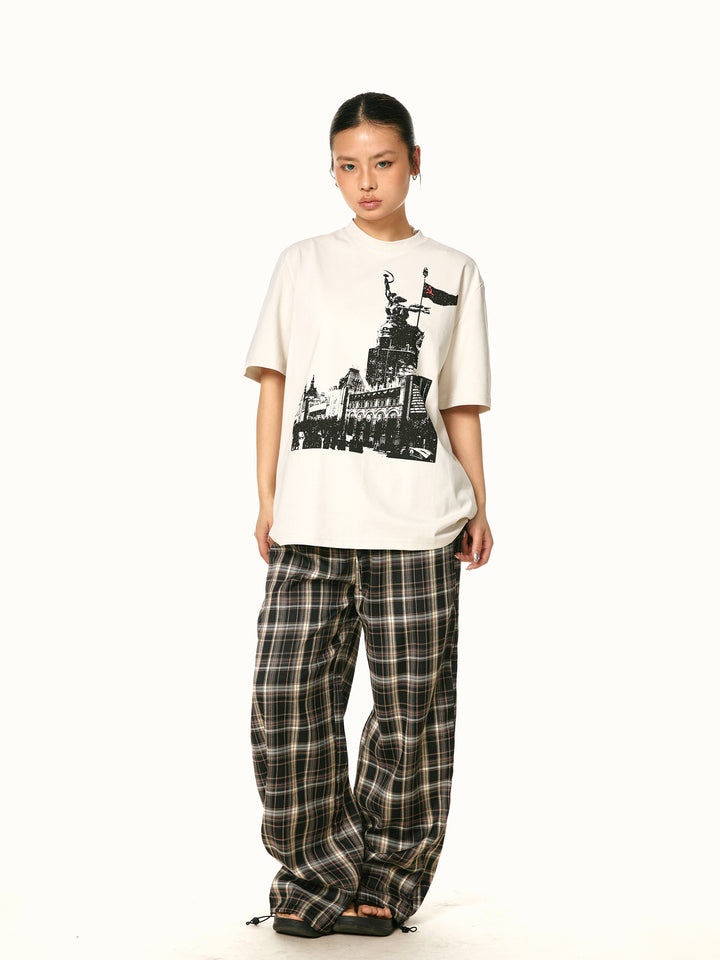 Retro Print Short-Sleeved Casual T-Shirt