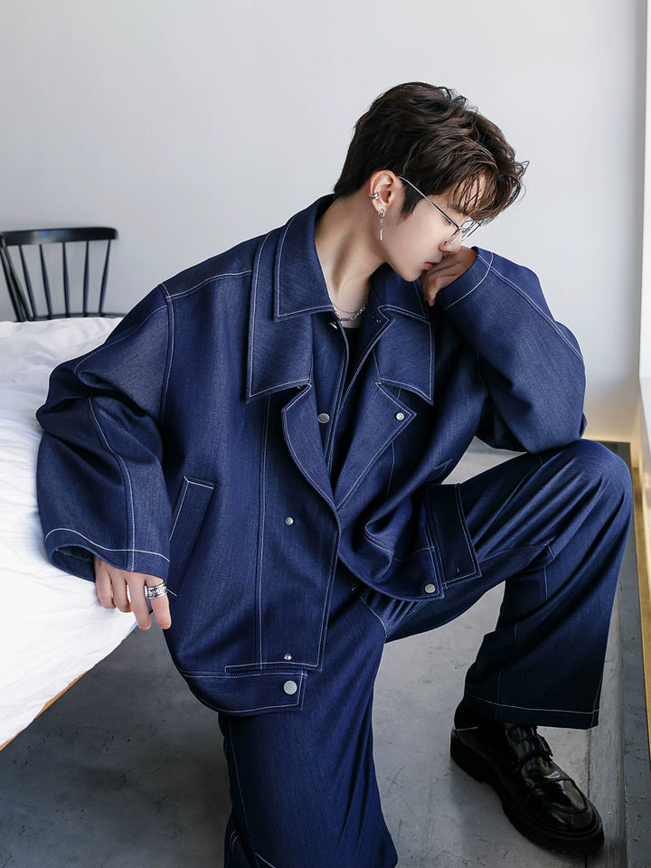 Loose Fit Denim Jacket with Lapel