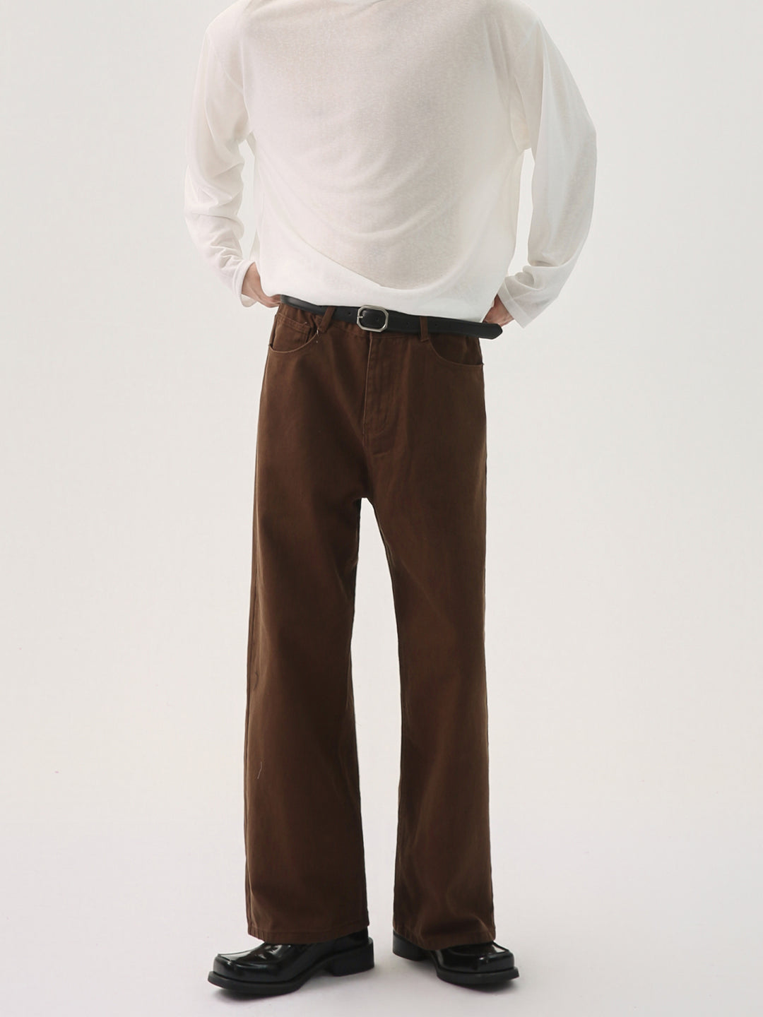 Distressed Loose Wide-Leg Jeans