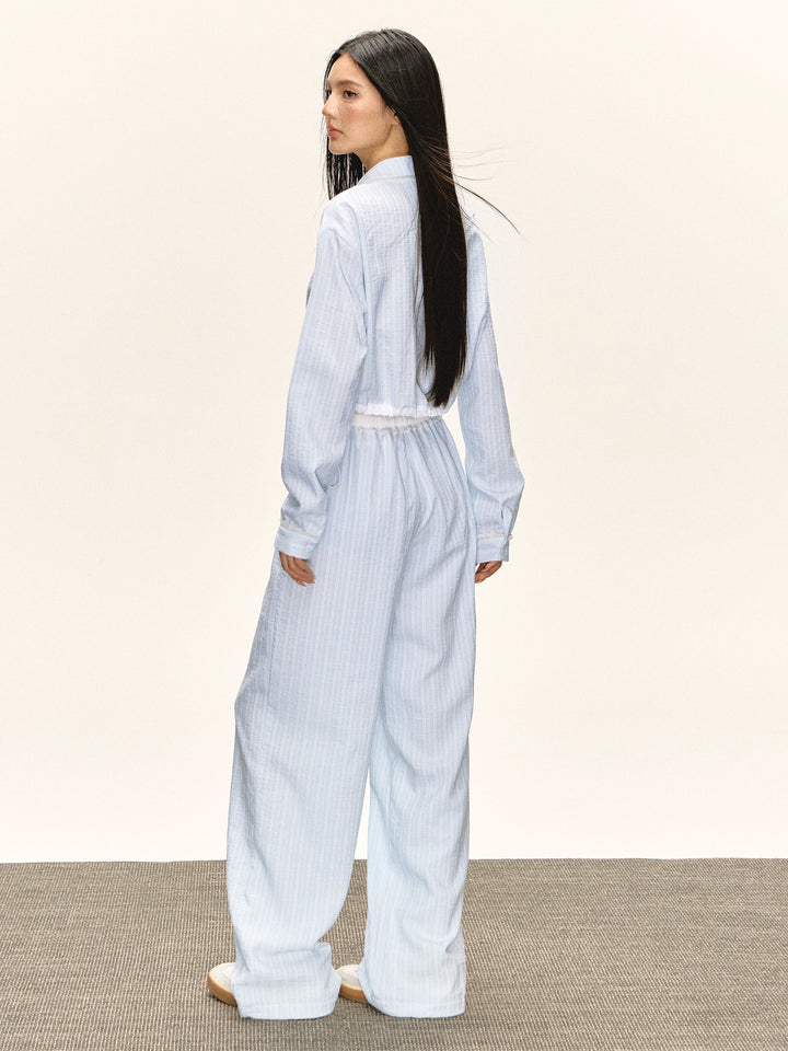 Striped Button-Up Shirt and Pants