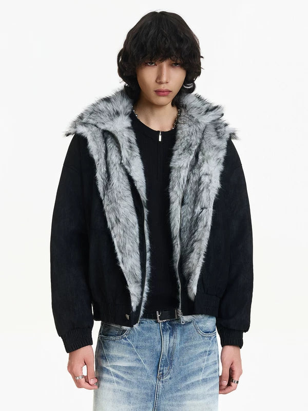 Faux Fur Collar Quilted Winter Jacket