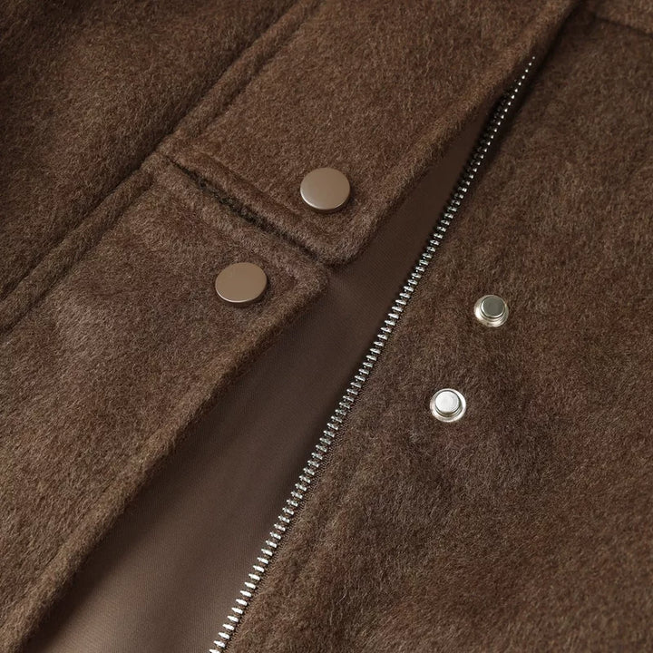 Stand Collar Wool Blend Short Coat