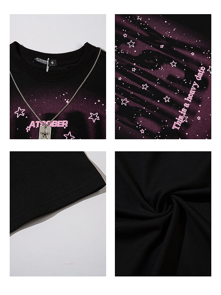 Spray-Painted Letter Graphic Loose T-shirt